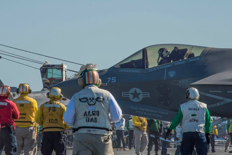 Illustration for article titled Week One Of The F-35C's Initial Ship Trials In Stunning Imagery